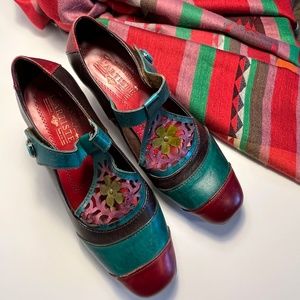 Spring Step L’Artiste multi-color hand-painted heels